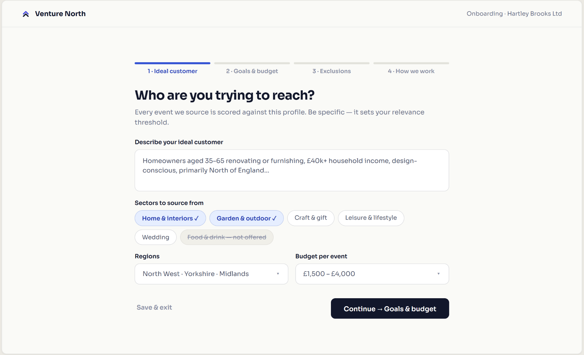 Onboarding — ideal customer